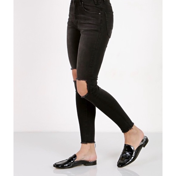 One Teaspoon Freebirds II High Waist Skinny Denim Pants Black Punk Sz 23 - Picture 2 of 7